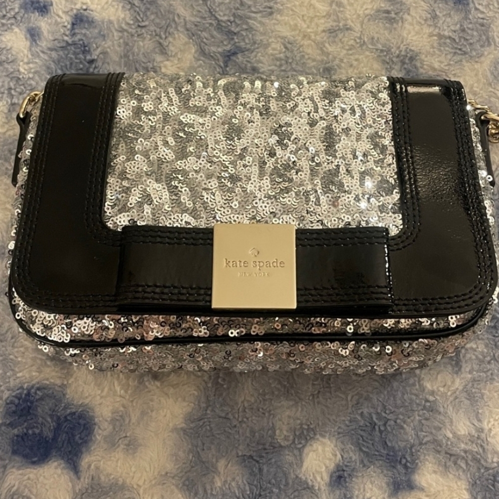 Kate Spade Silver Sequin and Black Wristlet
